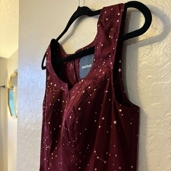 ModCloth Burgundy Gold Heart and Solar System Constellation A-Line Dress Size 10 - Picture 5 of 10